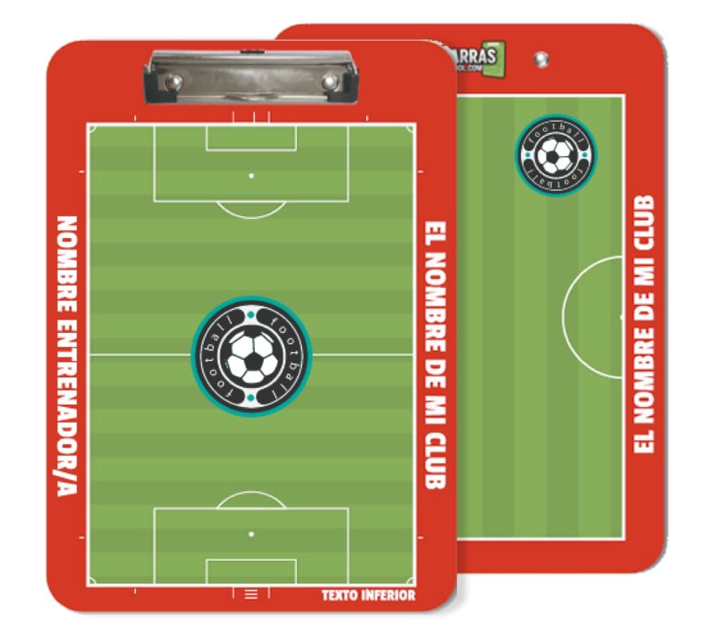 Pizarra táctica de fútbol Casual Tech PREMIUM con el escudo del club, cara delantera y trasera