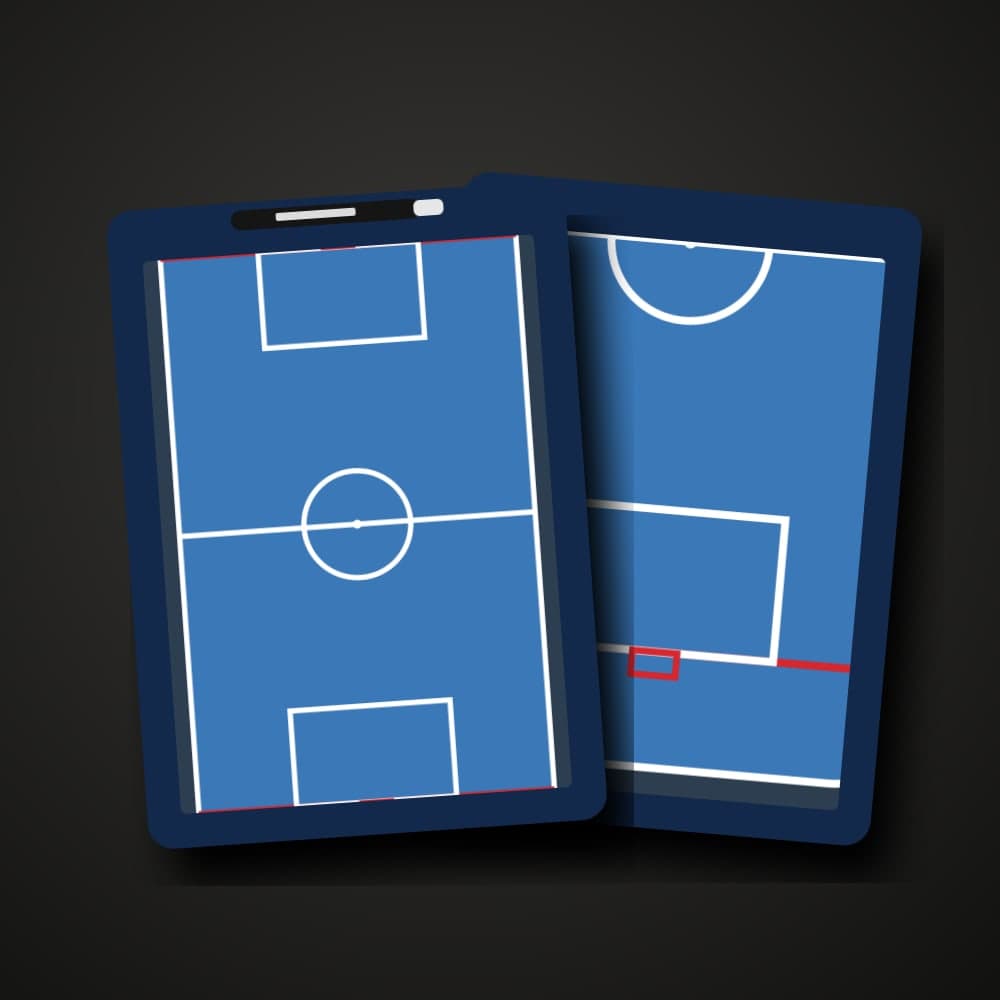 Pizarra táctica personalizada de hockey, cara delantera con la pista completa y trasera con media pista