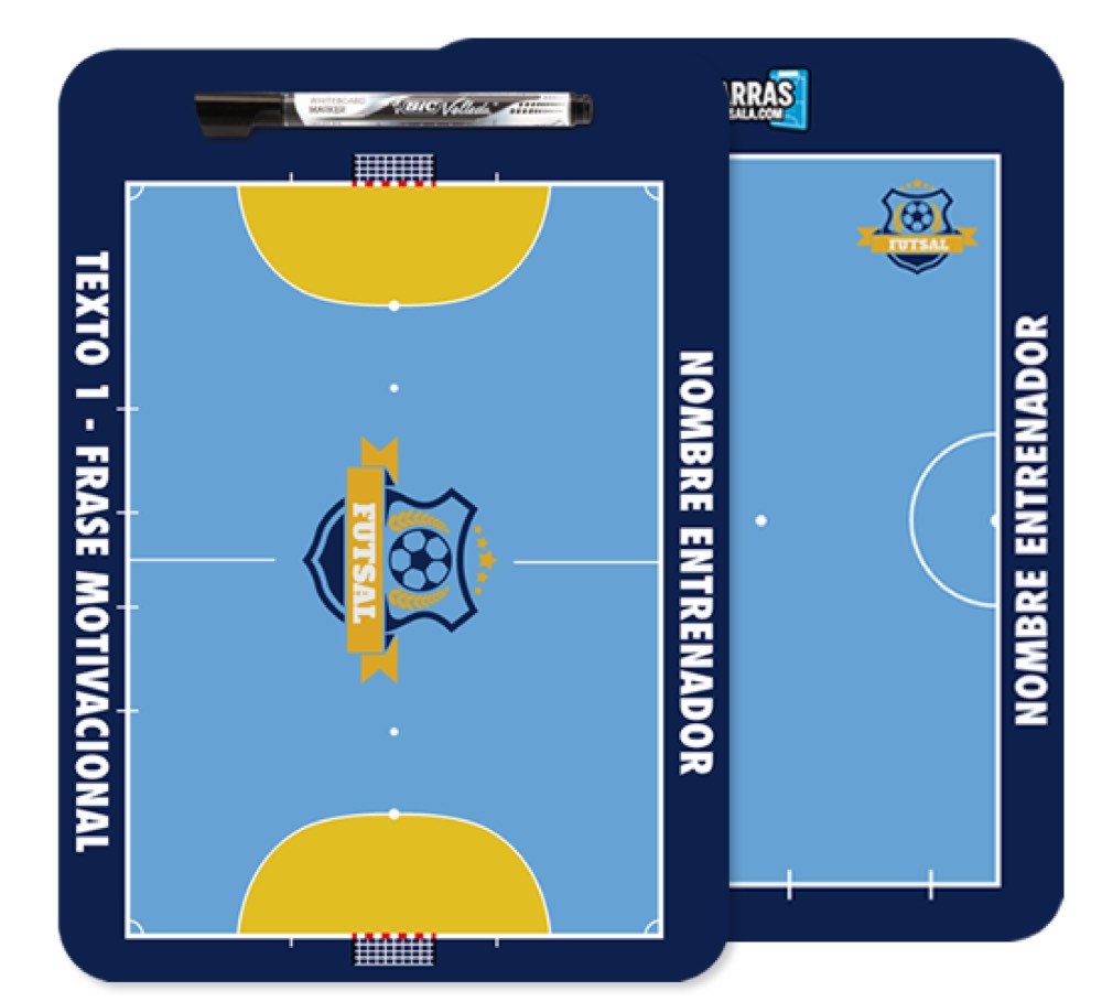 Pizarra de fútbol sala de aluminio PREMIUM con pista de parquet