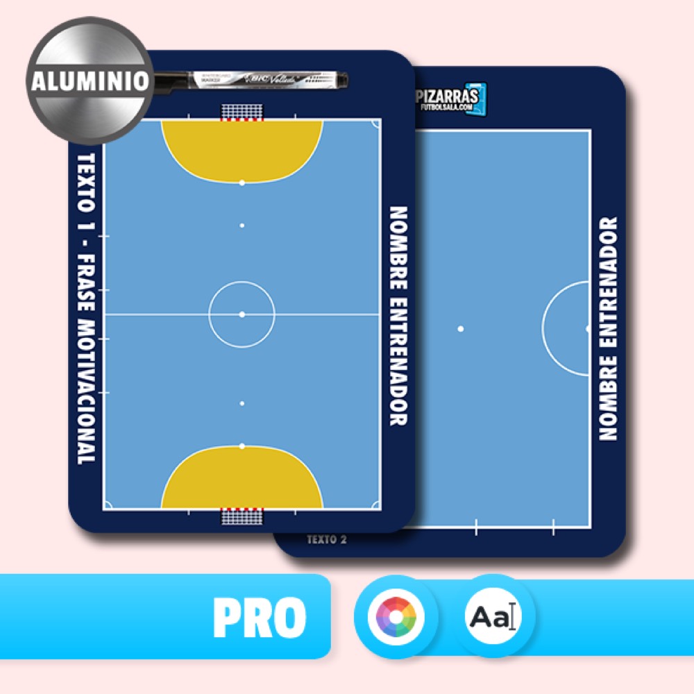 Pizarra táctica de fútbol sala Casual Aluminio PRO, cara delantera y trasera